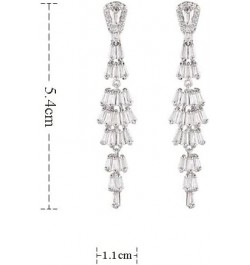 14K Gold Statement Crystal Tassel Earrings with Moissanites,Stunning Dangling Design Long Drop Earrings,Ideal Gift for Her St...