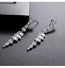 14K Gold Statement Crystal Tassel Earrings with Moissanites,Stunning Dangling Design Long Drop Earrings,Ideal Gift for Her St...