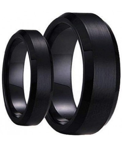 Swinger Black Ring His & Her Engagement Bridal Free Engraving Band Black Brushed Center with Polished Edge Tungsten Carbide R...