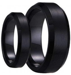 Swinger Black Ring His & Her Engagement Bridal Free Engraving Band Black Brushed Center with Polished Edge Tungsten Carbide R...