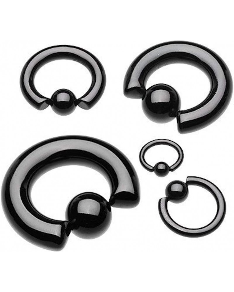 Colorline PVD Steel Captive Bead Ring Size: 14GA, Length: 14mm, Ball Size: 6mm, Black $9.85 Body Jewelry