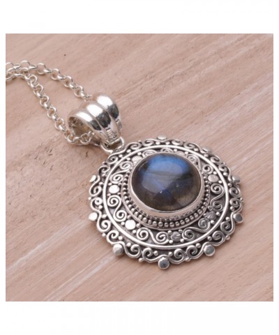 Handmade .925 Sterling Silver Labradorite Pendant Necklace from Bali Indonesia Gemstone 'Frangipani Secrets' $29.67 Necklaces