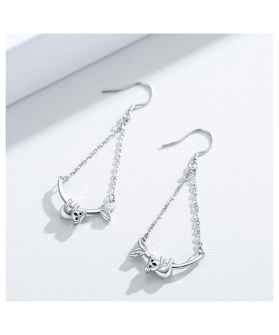 Animal Drop Earrings 925 Sterling Silver Koala/Sloth Earrings Drop Koala/Sloth Dangle Earrings A_Koala $17.84 Earrings