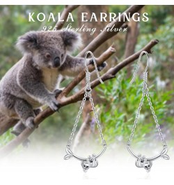 Animal Drop Earrings 925 Sterling Silver Koala/Sloth Earrings Drop Koala/Sloth Dangle Earrings A_Koala $17.84 Earrings