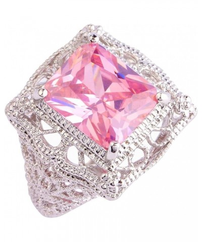 925 Sterling Silver Created Amethyst Filled Filigree Art Deco Statement Ring Pink $4.07 Rings