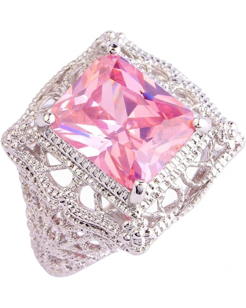 925 Sterling Silver Created Amethyst Filled Filigree Art Deco Statement Ring Pink $4.07 Rings