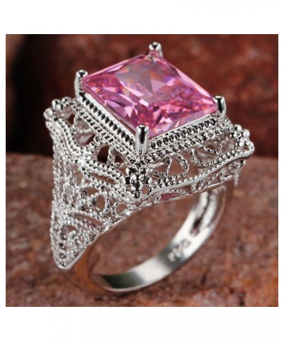 925 Sterling Silver Created Amethyst Filled Filigree Art Deco Statement Ring Pink $4.07 Rings