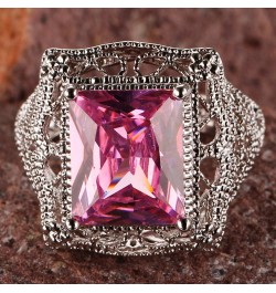 925 Sterling Silver Created Amethyst Filled Filigree Art Deco Statement Ring Pink $4.07 Rings