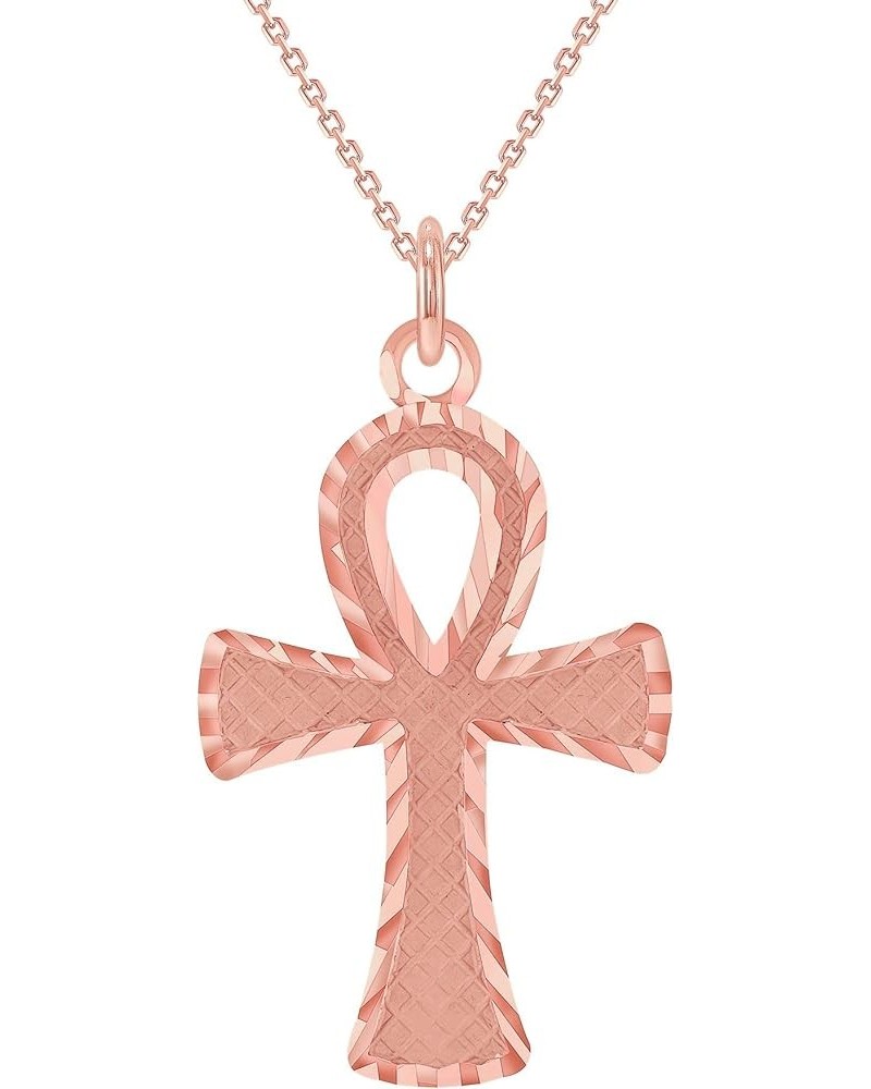 Solid 10k Gold Egyptian Key of Life Ankh Cross Pendant Necklace (SM/LG) Rose Gold (Large) $37.80 Necklaces