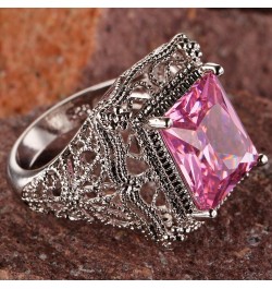 925 Sterling Silver Created Amethyst Filled Filigree Art Deco Statement Ring Pink $4.07 Rings