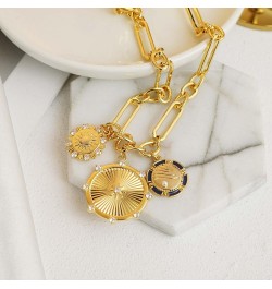 Chunky Gold Necklace for Women, Heart Pendants Necklace Sun Flower Necklace Fashion Hip Hop Choker Gift Round Sun $19.13 Neck...