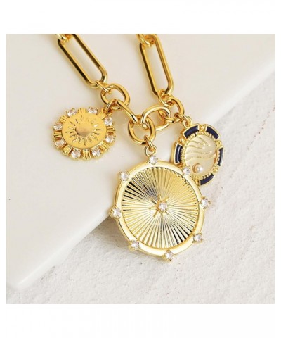 Chunky Gold Necklace for Women, Heart Pendants Necklace Sun Flower Necklace Fashion Hip Hop Choker Gift Round Sun $19.13 Neck...