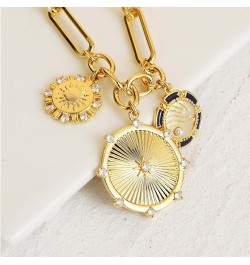 Chunky Gold Necklace for Women, Heart Pendants Necklace Sun Flower Necklace Fashion Hip Hop Choker Gift Round Sun $19.13 Neck...