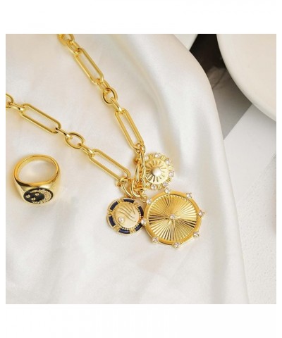 Chunky Gold Necklace for Women, Heart Pendants Necklace Sun Flower Necklace Fashion Hip Hop Choker Gift Round Sun $19.13 Neck...