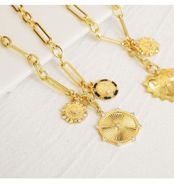 Chunky Gold Necklace for Women, Heart Pendants Necklace Sun Flower Necklace Fashion Hip Hop Choker Gift Round Sun $19.13 Neck...