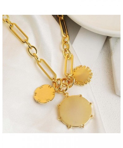 Chunky Gold Necklace for Women, Heart Pendants Necklace Sun Flower Necklace Fashion Hip Hop Choker Gift Round Sun $19.13 Neck...