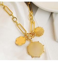 Chunky Gold Necklace for Women, Heart Pendants Necklace Sun Flower Necklace Fashion Hip Hop Choker Gift Round Sun $19.13 Neck...