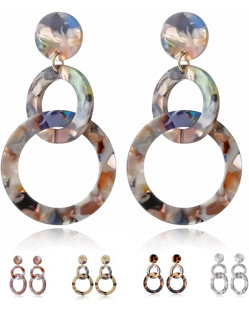 Women's Acrylic Geometric Earrings - Leopard Print, Lucite, Retro Style Polychrom $5.18 Earrings