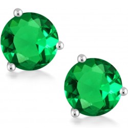 14K White Gold Stud Earrings For Women | Round 6MM | Gemstone Birthstone | 3 Prong Martini Screw Back Earrings Nano Emerald, ...