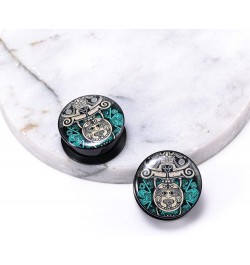 1 Pair Acrylic Solid Screw On Ear Plugs Tunnels Allergy Free 2g- 1 Inch Stretcher Steampunk Graffiti Pattern Color Painting F...