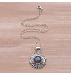 Handmade .925 Sterling Silver Labradorite Pendant Necklace from Bali Indonesia Gemstone 'Frangipani Secrets' $29.67 Necklaces