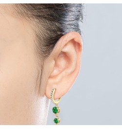 Emerald Earrings for Women, 925 Sterling Silver Drop Dangle Earrings 18K Gold Plated Hypoallergenic Jewelry Gifts for Her Rou...