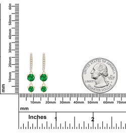 Emerald Earrings for Women, 925 Sterling Silver Drop Dangle Earrings 18K Gold Plated Hypoallergenic Jewelry Gifts for Her Rou...