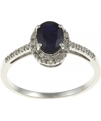 10k White Gold Oval Blue Sapphire and Diamond Halo Ring $82.25 Rings