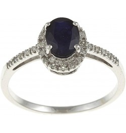 10k White Gold Oval Blue Sapphire and Diamond Halo Ring $82.25 Rings