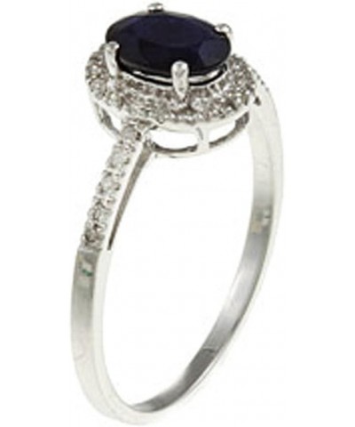 10k White Gold Oval Blue Sapphire and Diamond Halo Ring $82.25 Rings