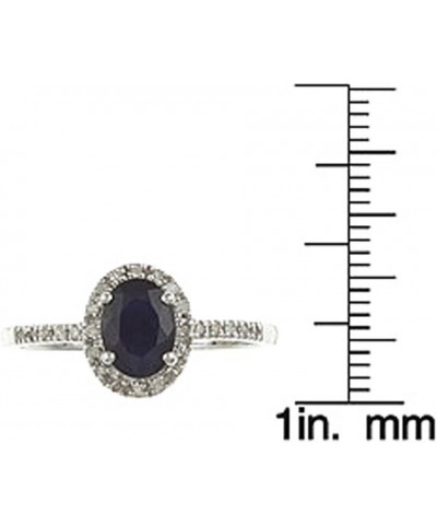 10k White Gold Oval Blue Sapphire and Diamond Halo Ring $82.25 Rings