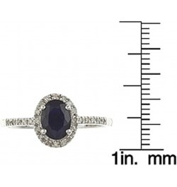 10k White Gold Oval Blue Sapphire and Diamond Halo Ring $82.25 Rings