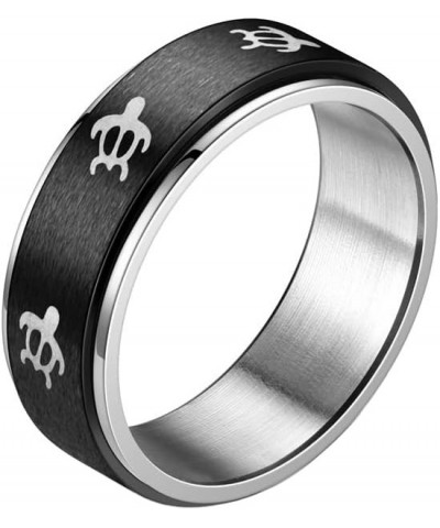 Unisex Stainless Steel Turtle Animal Rotatable Rings Anxiety Fidget Finger Band for Promise Wedding Black,8mm $8.55 Others