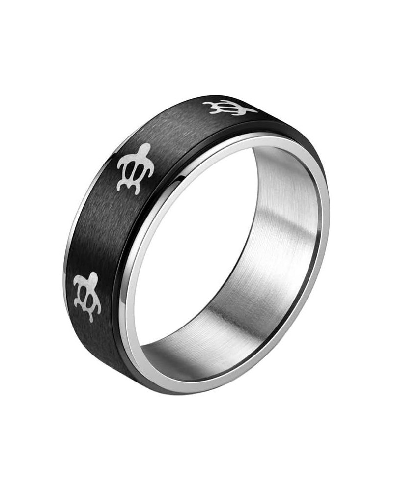 Unisex Stainless Steel Turtle Animal Rotatable Rings Anxiety Fidget Finger Band for Promise Wedding Black,8mm $8.55 Others