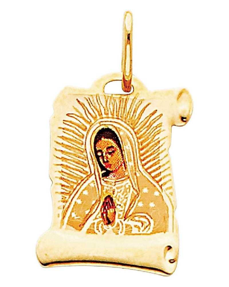 14k Yellow Gold Religious Our Lady of Guadalupe Enamel Picture Charm Pendant $25.01 Pendants