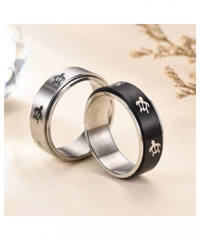 Unisex Stainless Steel Turtle Animal Rotatable Rings Anxiety Fidget Finger Band for Promise Wedding Black,8mm $8.55 Others