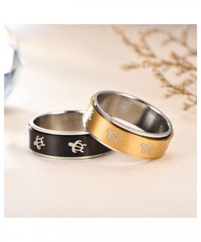 Unisex Stainless Steel Turtle Animal Rotatable Rings Anxiety Fidget Finger Band for Promise Wedding Black,8mm $8.55 Others