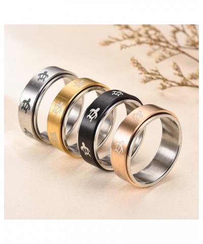 Unisex Stainless Steel Turtle Animal Rotatable Rings Anxiety Fidget Finger Band for Promise Wedding Black,8mm $8.55 Others