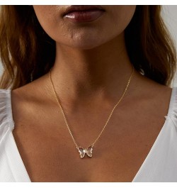 Gold Butterfly Pendant Necklace for Women 18K Gold Plated Minimalist Cubic Zirconia Butterfly Pendant Cute Crystal Butterfly ...