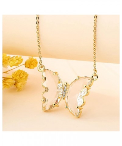 Gold Butterfly Pendant Necklace for Women 18K Gold Plated Minimalist Cubic Zirconia Butterfly Pendant Cute Crystal Butterfly ...