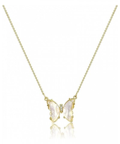 Gold Butterfly Pendant Necklace for Women 18K Gold Plated Minimalist Cubic Zirconia Butterfly Pendant Cute Crystal Butterfly ...