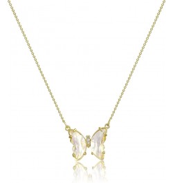 Gold Butterfly Pendant Necklace for Women 18K Gold Plated Minimalist Cubic Zirconia Butterfly Pendant Cute Crystal Butterfly ...