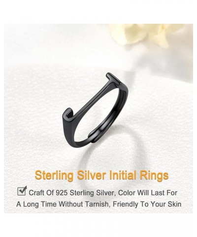 Initial Ring S925 Stamped Alphabet A-Z Stacking Ring Sterling Silver Sideways Statement Rings for Women Men, Adjustable Size ...