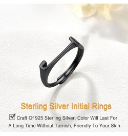 Initial Ring S925 Stamped Alphabet A-Z Stacking Ring Sterling Silver Sideways Statement Rings for Women Men, Adjustable Size ...