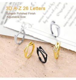 Initial Ring S925 Stamped Alphabet A-Z Stacking Ring Sterling Silver Sideways Statement Rings for Women Men, Adjustable Size ...