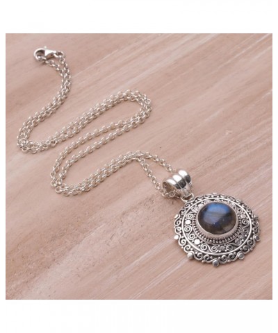 Handmade .925 Sterling Silver Labradorite Pendant Necklace from Bali Indonesia Gemstone 'Frangipani Secrets' $29.67 Necklaces