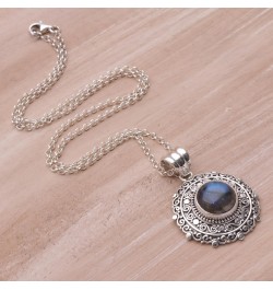 Handmade .925 Sterling Silver Labradorite Pendant Necklace from Bali Indonesia Gemstone 'Frangipani Secrets' $29.67 Necklaces