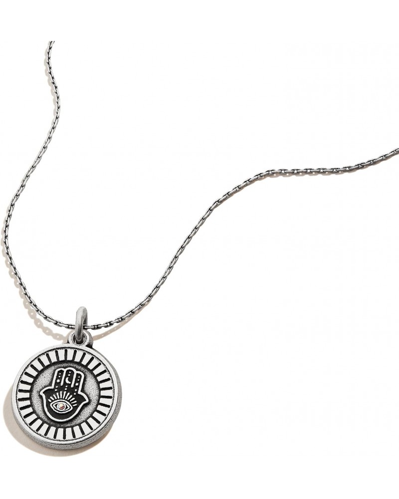 Hamsa IV 28 inch Expandable Necklace, Rafaelian Silver Finish, Silver Charm $13.05 Necklaces