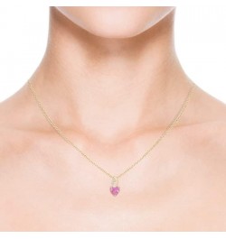 Natural Pink Sapphire Solitaire Heart Pendant Necklace for Women, Girls in 14K Solid Gold/Platinum | September Birthstone | J...