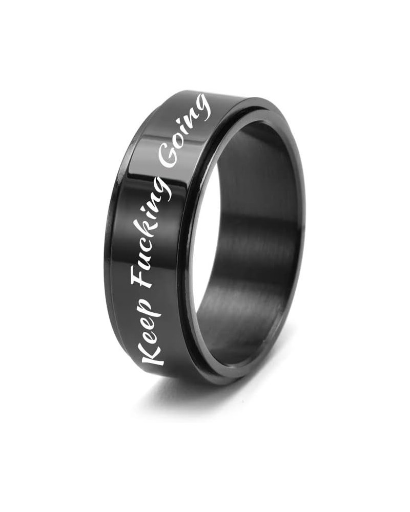 Inspirational Mantra Statement Graduation Cocktail Party Ring for Women Men 8MM Stainless Steel High Polish Spinner Ring Keep...